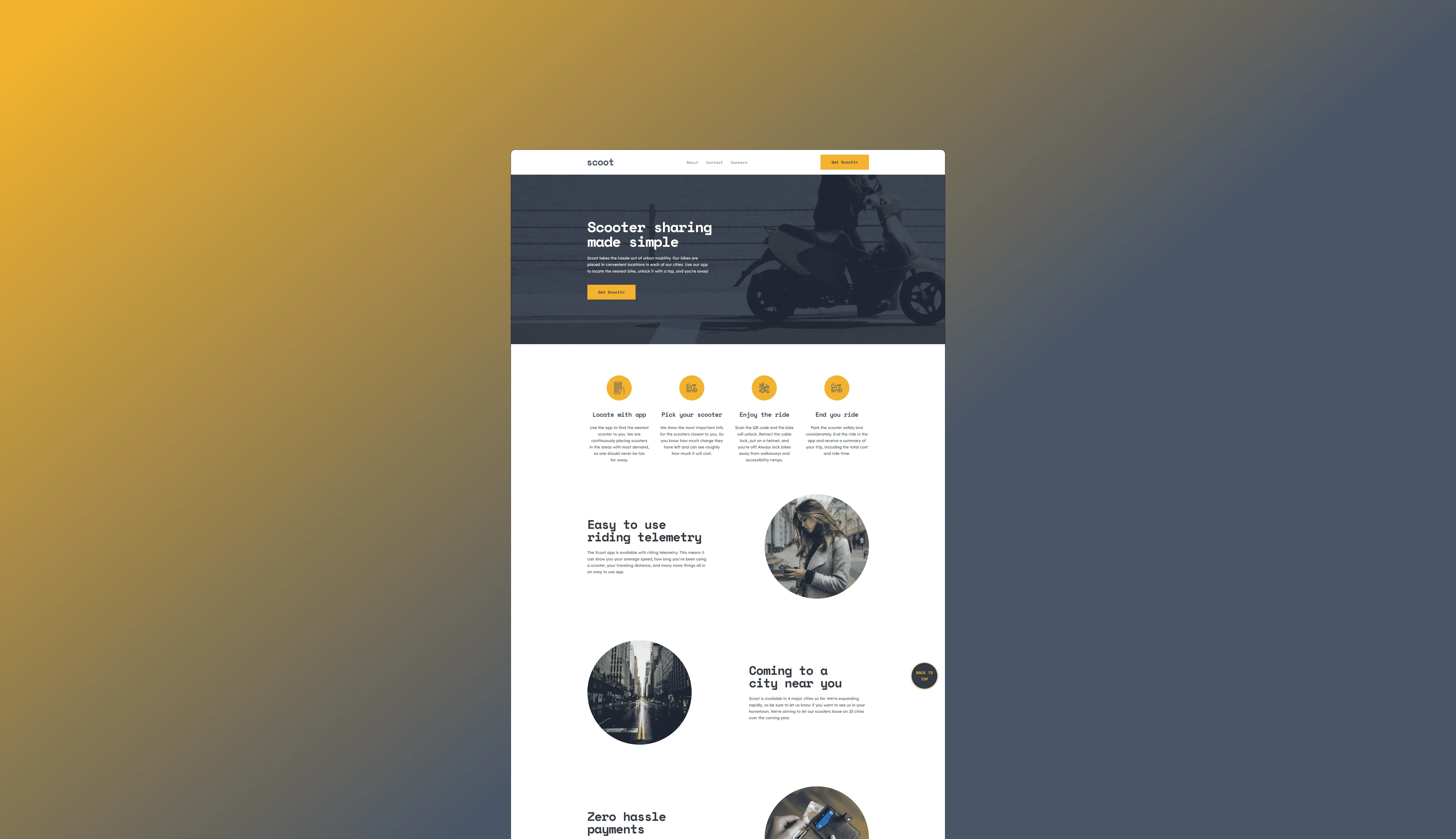 Weather application home page showing weather in a location